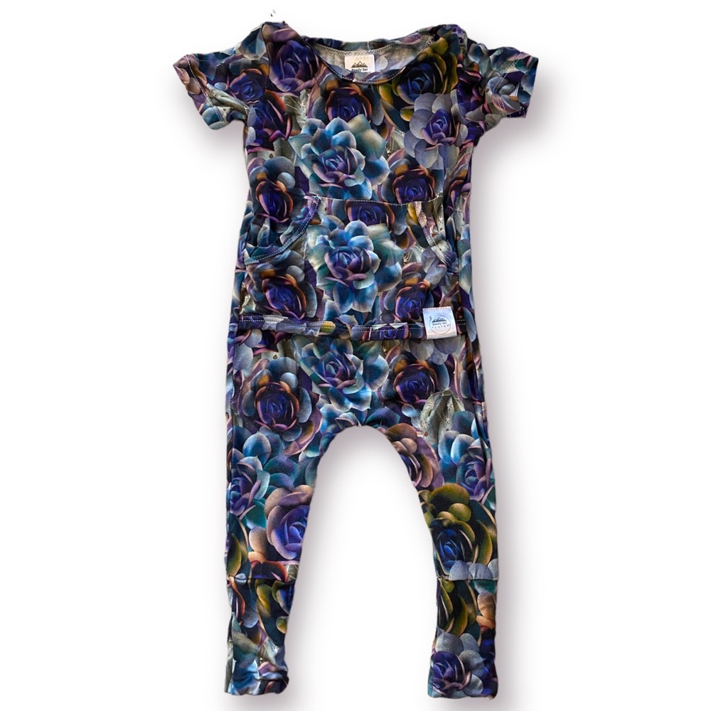 Ready Set Romper Electric Garden short sleeve long leg romper Baby 0-6 months